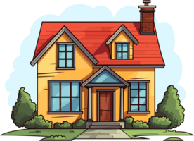 House Illustration in cartoon style AI Generative Image png