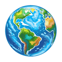 Globe clipart with continent and ocean element. Blue earth detail illustration. AI Generative Image png