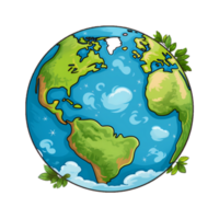 Earth clipart with plant element AI Generative Image png