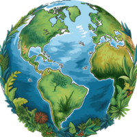 Earth clipart with plant element AI Generative Image png