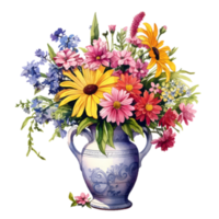 clip arte di acquerello fiori nel un' vaso per arte design elemento. ai generativo Immagine png