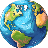 wereldbol clip art met continent en oceaan element. blauw aarde detail illustratie. ai generatief beeld png