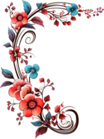 Colorful floral decorative element AI Image Generative for banner, invitation card, frame ect png