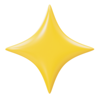 Yellow 3D star on transparent background, as PNG. Cut out design element. Cute star. 3D render. png