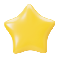 Yellow 3D star on transparent background, as PNG. Cut out design element. Cute star. 3D render. png