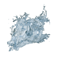 Blue water splash on transparent background. PNG, cut out graphic design element. Aqua, liquid, dynamic and motion. Realistic splashing water. 3D rendering. png