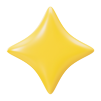 Yellow 3D star on transparent background, as PNG. Cut out design element. Cute star. 3D render. png