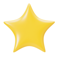 Yellow 3D star on transparent background, as PNG. Cut out design element. Cute star. 3D render. png