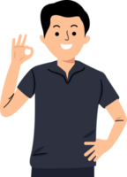 hombre casual demostración Okay gesto firmar png