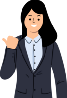 businesswoman with thumbs gesture or smiling business woman looking and pointing away over copyspace png