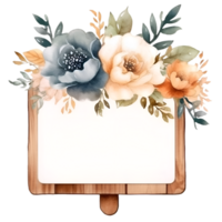 floral blanco caballete firmar acuarela clipart ai generado png