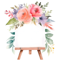 floral blanco caballete firmar acuarela clipart ai generado png