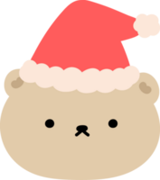 Cute teddy bear wearing christmas hat illustration. png