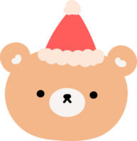 linda osito de peluche oso vistiendo Navidad sombrero ilustración. png