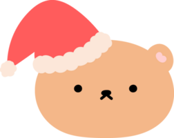 Cute teddy bear wearing christmas hat illustration. png