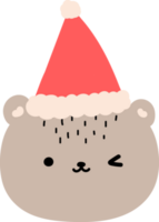 Cute teddy bear wearing christmas hat illustration. png