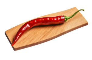 Fiery Red Chili Pepper on wooden board, AI Generative png