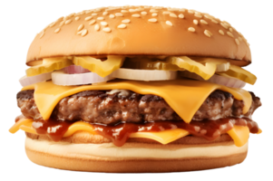 big beef cheese burger with pickles, AI Generated png