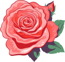 rot Rose, Blütenblatt und Knospe mit Grün Blatt, ai generativ png