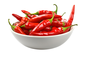 big fresh red chilies in a white bowl, AI Generative png