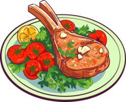 greek lamb chop steak with vegetables, AI Generative png