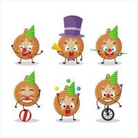 Cartoon character of christmas ball cookies with various circus shows vector