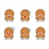 Cartoon character of snowball cookies with sleepy expression vector