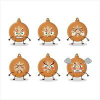 Christmas ball cookies cartoon character with various angry expressions vector