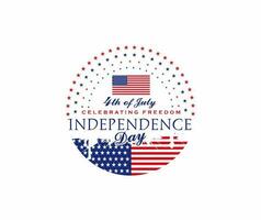 Happy 4th of July. The trend calligraphy. Excellent gift card to the day of Independence. American flag. Vector illustration on white background.