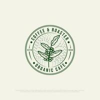 Nature Coffee Shop  logo design badge vector, organic coffee shop vector illustration drawing with outline style