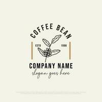 Organic Coffee bean logo design vector, Coffee shop logo design, food and drink premium vector