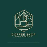 Monogram Coffee shop logo design vector, vintage coffee  logo illustration with outline style, best for  restaurant, cafe, beverages logo brand vector