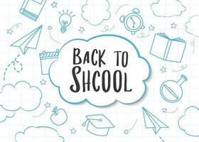 Back to school doodle style background. Education hand drawn objects and symbols banner. vector