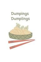 Dumplings with sticks in a plate asian food vector