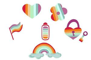 LGBTQ set hand drawn icons vector