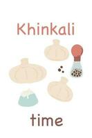 Khinkali hand drawn set with pepper vector