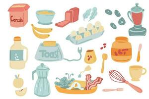 Brunch menu icons set hand drawn vector