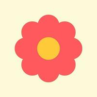 Minimalistic vintage flower poster. Retro minimalistic square poster with a red flower isolated on a light background, bright retro colors. vector