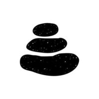 Black hand drawn boho style element isolated on solid background. Doodle minimalistic three stones standing in a tower. Bauhaus style vector drawing.