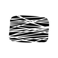 Hand drawn black striped rectangle. Vector doodle figure in boho style, line sketch, minimalistic graphic element.