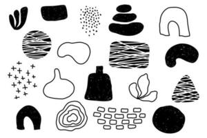 Set of minimalistic doodle elements isolated on white background in trendy boho, bauhaus style. Swiss bauhaus y2k brutalist design, hand drawn black elements. vector