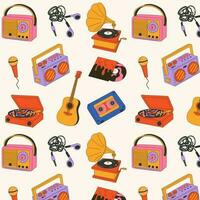 Seamless pattern with  Retro musical things, isolated icon. Vector illustration design