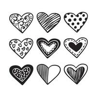 different hand drawn hearts doodle vector