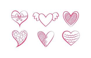 hearts doodle sketch vector