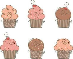 Sweet cupcake collection vector