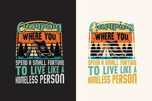 Camping t shirt design retro vintage color print ready files vector