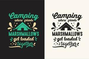 Camping t shirt design retro vintage color print ready files vector