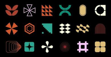 Set of geometric brutalism shapes.Abstract geometric brutalist elements. New modern elements swiss style, minimalist design. Vector illustration