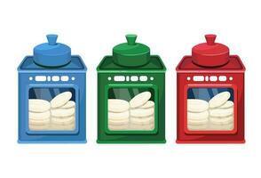 Kerupuk is Indonesian Crackers On Container Set Cartoon illustration Vector