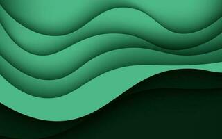 Multi layers green texture 3D papercut layers in gradient vector banner. Abstract paper cut art background design for website template. Topography map concept or smooth origami paper cut